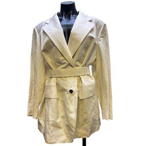 Lafayette 148 Silk Linen Trench Coat Ivory Size 16